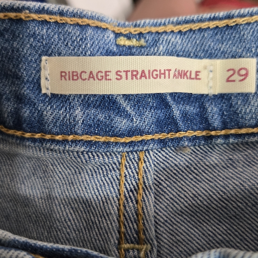 Levi's Ribcage Straight Ankle Jean Women's Size 29 High Rise Button Fly 27" L - Picture 3 of 16